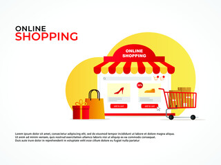 Digital marketing, store, e-commerce shopping concept banner.
