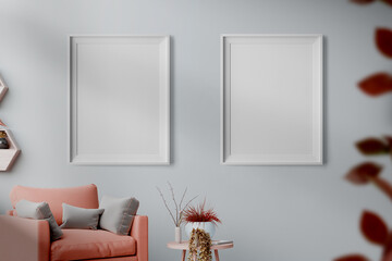 fond blanc moderne cadre photo affiche mock up scene  background intérieur design