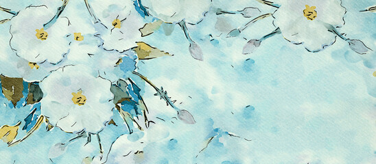 Floral background. Watercolor design element. © pronoia