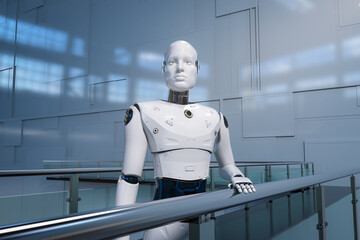 artificial intelligence robot or cyborg look forward