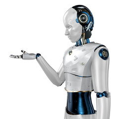 Obraz na płótnie Canvas artificial intelligence robot or cyborg open hand