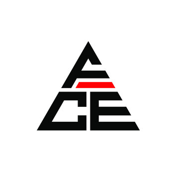 FCE triangle letter logo design with triangle shape. FCE triangle logo design monogram. FCE triangle vector logo template with red color. FCE triangular logo Simple, Elegant, and Luxurious Logo. FCE 
