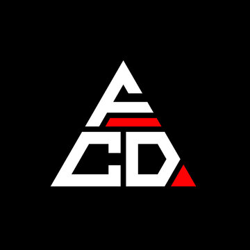FCD triangle letter logo design with triangle shape. FCD triangle logo design monogram. FCD triangle vector logo template with red color. FCD triangular logo Simple, Elegant, and Luxurious Logo. FCD 