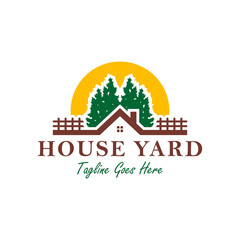 home yard illustration logo in the forest