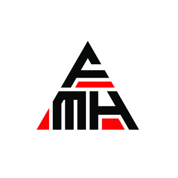 FMH triangle letter logo design with triangle shape. FMH triangle logo design monogram. FMH triangle vector logo template with red color. FMH triangular logo Simple, Elegant, and Luxurious Logo. FMH 