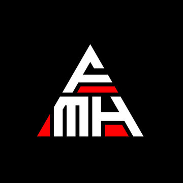 FMH triangle letter logo design with triangle shape. FMH triangle logo design monogram. FMH triangle vector logo template with red color. FMH triangular logo Simple, Elegant, and Luxurious Logo. FMH 