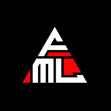 FML triangle letter logo design with triangle shape. FML triangle logo design monogram. FML triangle vector logo template with red color. FML triangular logo Simple, Elegant, and Luxurious Logo. FML 