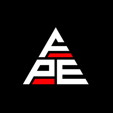 FPE triangle letter logo design with triangle shape. FPE triangle logo design monogram. FPE triangle vector logo template with red color. FPE triangular logo Simple, Elegant, and Luxurious Logo. FPE 
