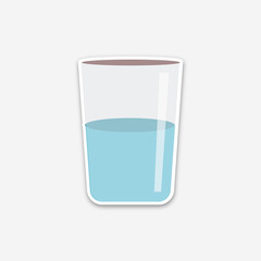  illustration. Glass of mineral water icon. Plastic Glass of water. 