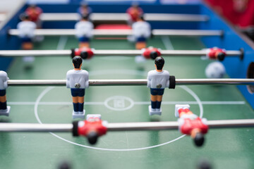 Close up plastic table football game