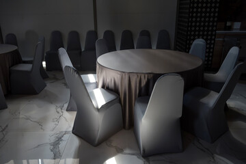 Prepare chairs and table of wedding reception