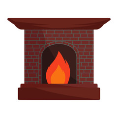 fireplace in winter color illustration