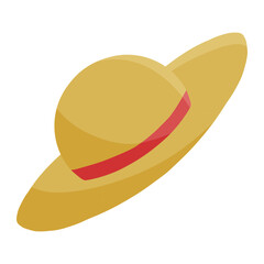 straw hat in spring color illustration