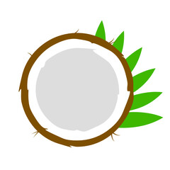 Obraz premium Coconut in half illustration icon vector, fruit illustration