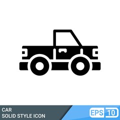 car icon solid style illustration isolated on white background. EPS 10