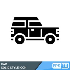 car icon solid style illustration isolated on white background. EPS 10