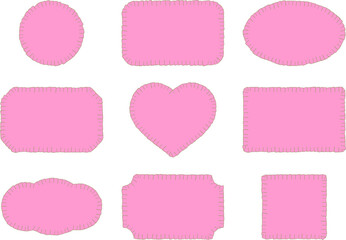 ブランケットステッチ模様のピンク色のフレーム　ベクターセット