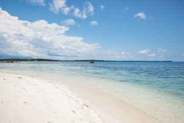 Beautiful white sandy beach with clear water beach at Karimun Jawa Island