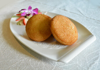 deep fried crispy bread wrapped with cold vanilla ice cream Halal dessert menu