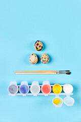 Eggs for Easter drawing set painting blue background