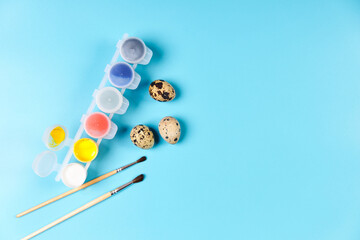 Eggs for Easter drawing set painting blue background