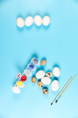 Eggs for Easter drawing set painting blue background