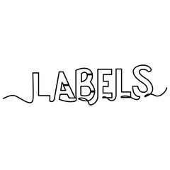 Fototapeta premium one line continuous drawing labels letter word