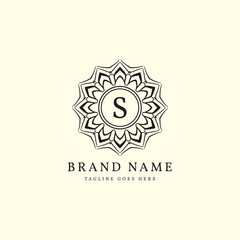 abstract round luxury letters logo design for elegant fashion brand, beauty care, yoga class, hotel, resort, jewelry