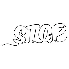one line continuous drawing stop letter word