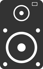 Flat black vector icon of a music speaker.