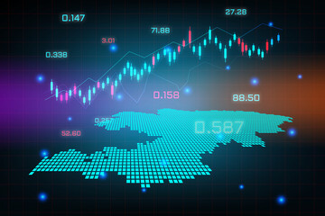 Stock market background or forex trading business graph chart for financial investment concept of Kyrgyzstan map. business idea and technology innovation design.