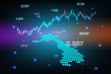Stock market background or forex trading business graph chart for financial investment concept of Laos map. business idea and technology innovation design.