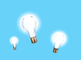 light bulb on blue background