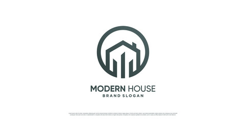 Modern house logo with simple and minimalist concept Premium Vector