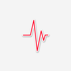 Heart beat cardiogram icon on gray background.