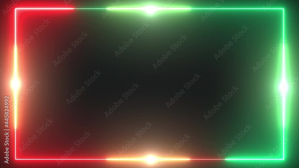 Canvas Prints glow red and green neon border background with flares