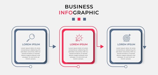 Vector Infographic design illustration business template with icons and 3 options or steps. Can be used for process diagram, presentations, workflow layout, banner, flow chart, info graph