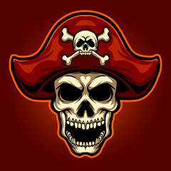 head pirate skull mascot illustration