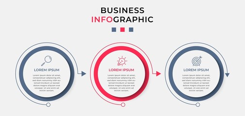 Vector Infographic design illustration business template with icons and 3 options or steps. Can be used for process diagram, presentations, workflow layout, banner, flow chart, info graph