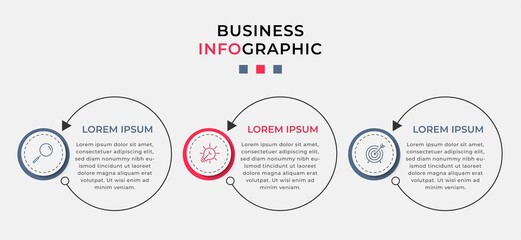 Vector Infographic design illustration business template with icons and 3 options or steps. Can be used for process diagram, presentations, workflow layout, banner, flow chart, info graph