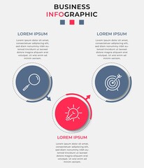 Vector Infographic design illustration business template with icons and 3 options or steps. Can be used for process diagram, presentations, workflow layout, banner, flow chart, info graph