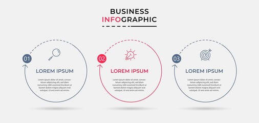Fototapeta na wymiar Vector Infographic design illustration business template with icons and 3 options or steps. Can be used for process diagram, presentations, workflow layout, banner, flow chart, info graph