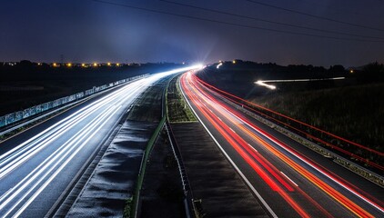 Fototapeta na wymiar Autostrada Droga Noc Highway Night 