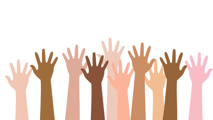 group of hands up vector design on white background