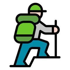 hiking filled outline icon