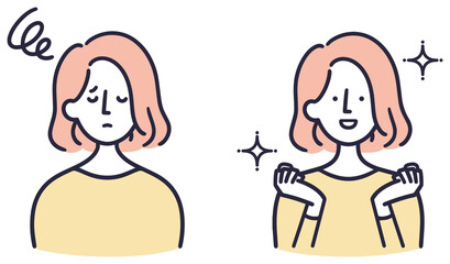 困る 喜ぶ 女性セット イラスト