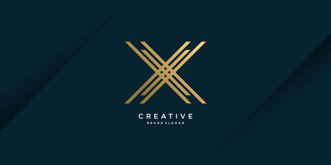 Letter X logo design template with golden line art concept Premium Vector part 7