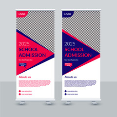 School Admission Rollup Banner Concept Roll-up Banner stand X Print Template design
