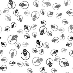 Black Test tube and flask chemical laboratory test icon isolated seamless pattern on white background. Laboratory glassware sign. Vector