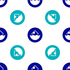 Blue Carton cardboard box icon isolated seamless pattern on white background. Box, package, parcel sign. Delivery and packaging. Vector